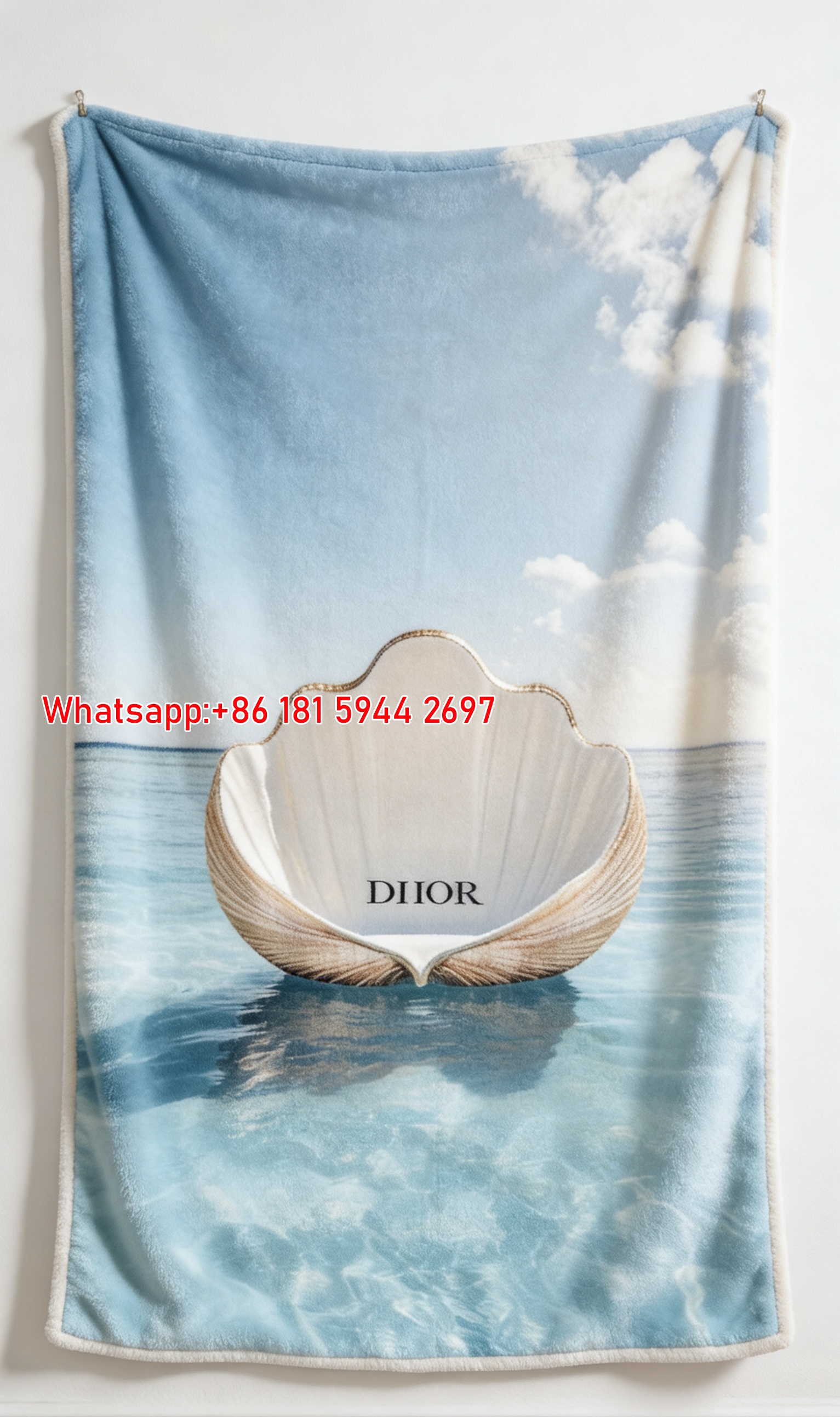 Elegant Dior Shell Print Flannel Fleece Blanket D082